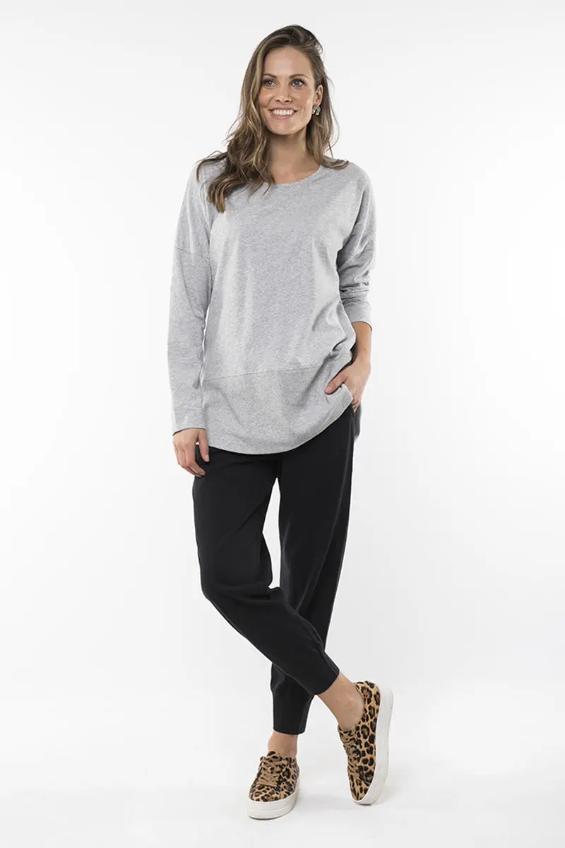 Elm - Fundamental Long Sleeve Rib Tee - Grey Marle 1