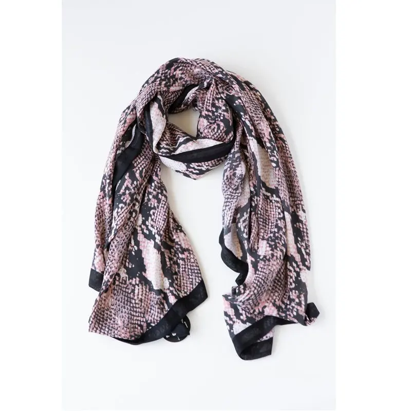 Antler - Black Edge Snake Scarf - Pink 1