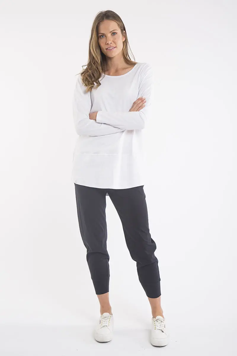 Elm - Fundamental Long Sleeve Rib Tee - White 1