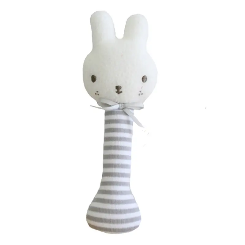 Alimrose - Baby Bunny Stick Rattle - Grey 1