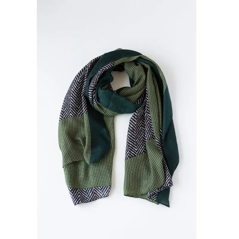 Antler - Herringbone Stripe Scarf - Green 1
