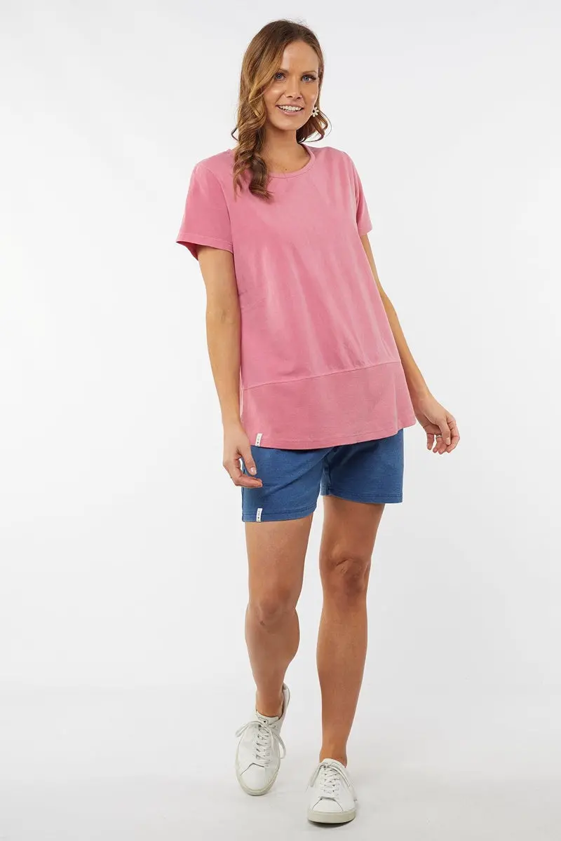 Elm - Fundamental Short Sleeve Rib Tee - Pink 1