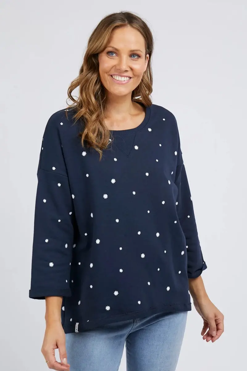 Elm - Daisy Fleece Crew - Navy 1
