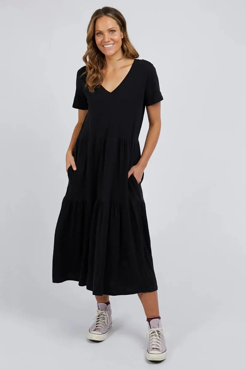 Elm - Gigi Tiered Midi Dress - Black 1