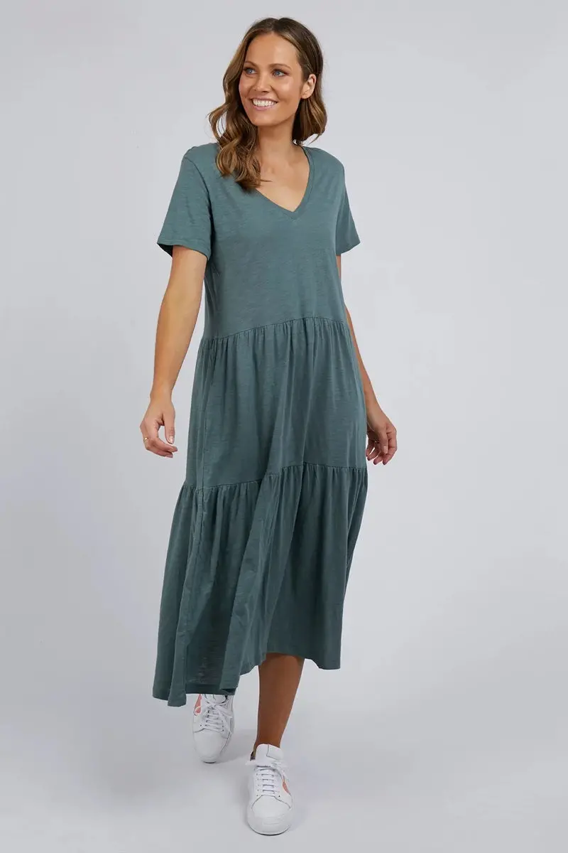 Elm - Gigi Tiered Midi Dress -Rosemary Green 1