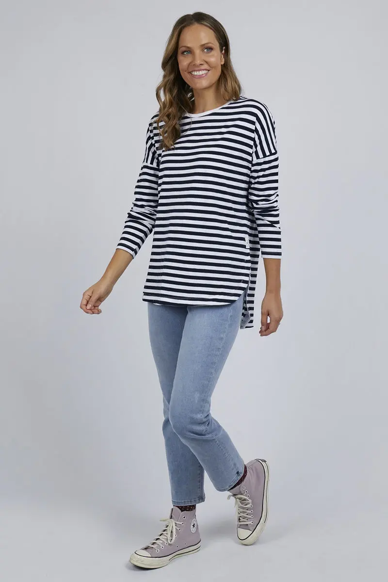 Elm - Fundamental - Lauren L/Sleeve Tee - Navy & White Stripe 1