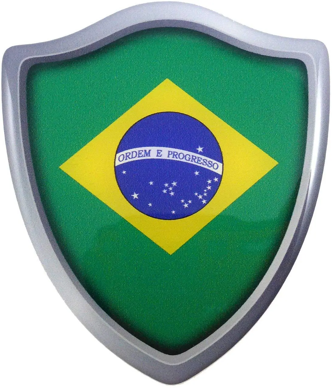 Brazil Flag Shield Domed Decal 3D Look Emblem Resin Car Sticker 2.6"X3" 1