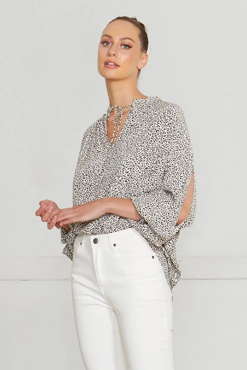 Fate + Becker - Nightbird Top - White Animal 1