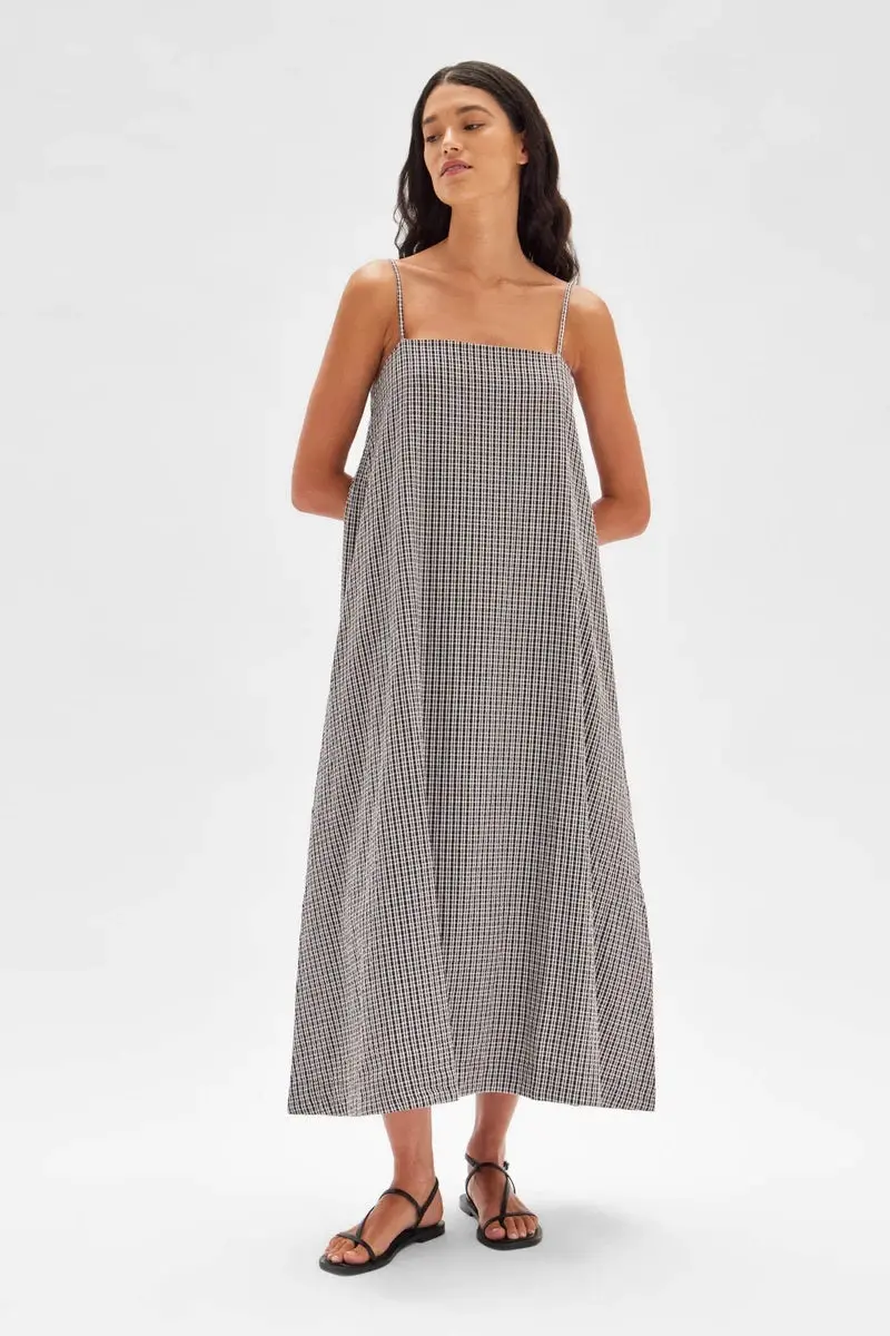 Assembly Label - Tully Dress -  Cocoa Seersucker Check 1