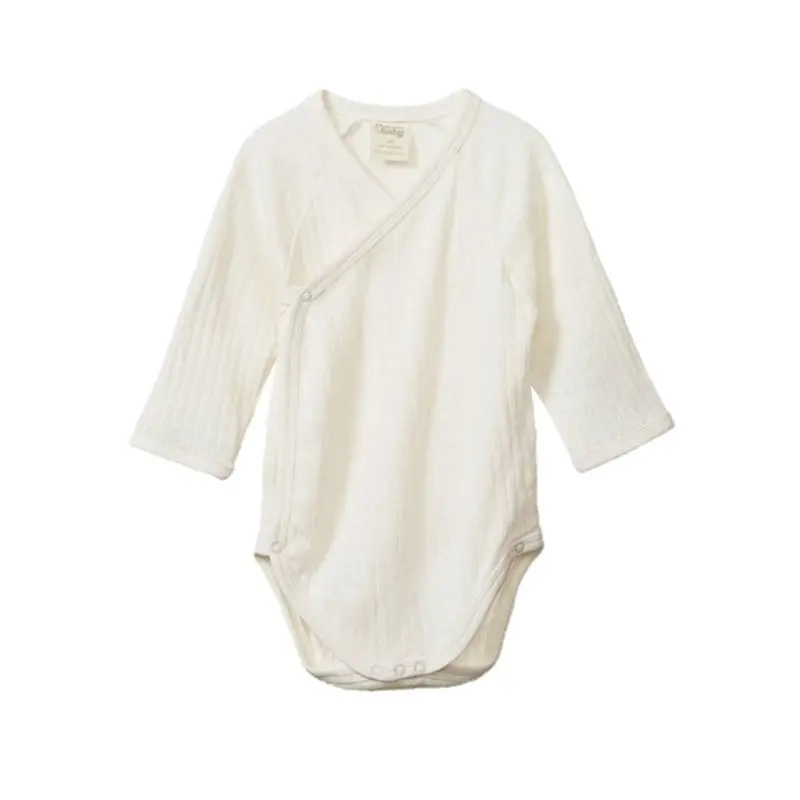 Nature Baby - Long Sleeve  Pointelle Kimono Bodysuit - Natural 1