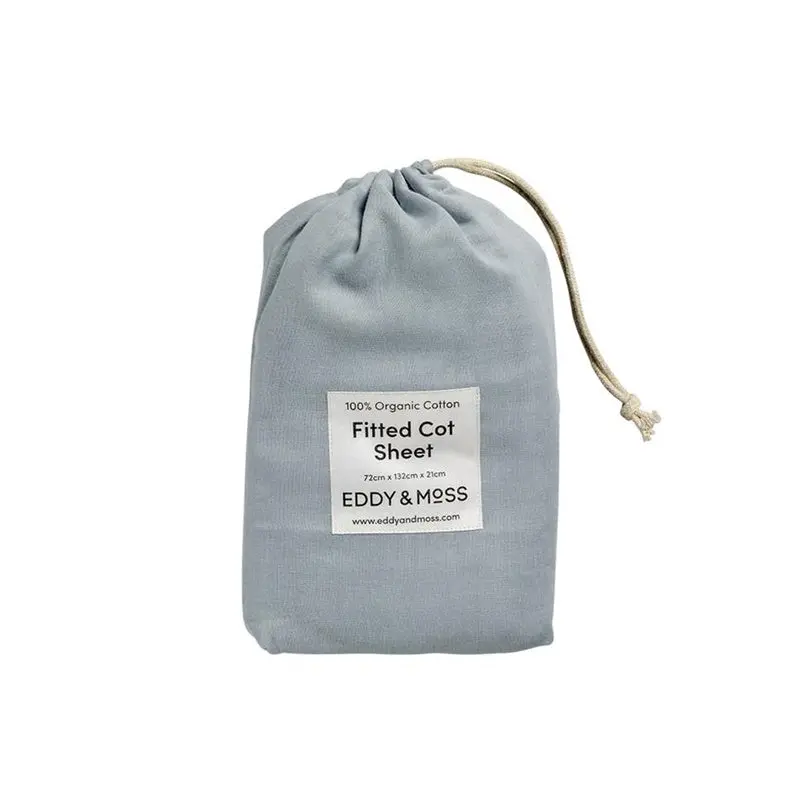 Eddy & Moss - Fitted Cot Sheet - Powder Blue 1