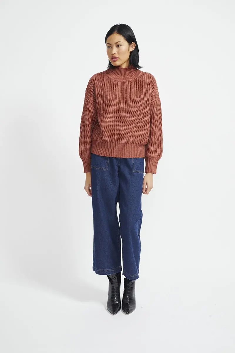Staple - Stella Mock Neck Jumper - Sienna 1