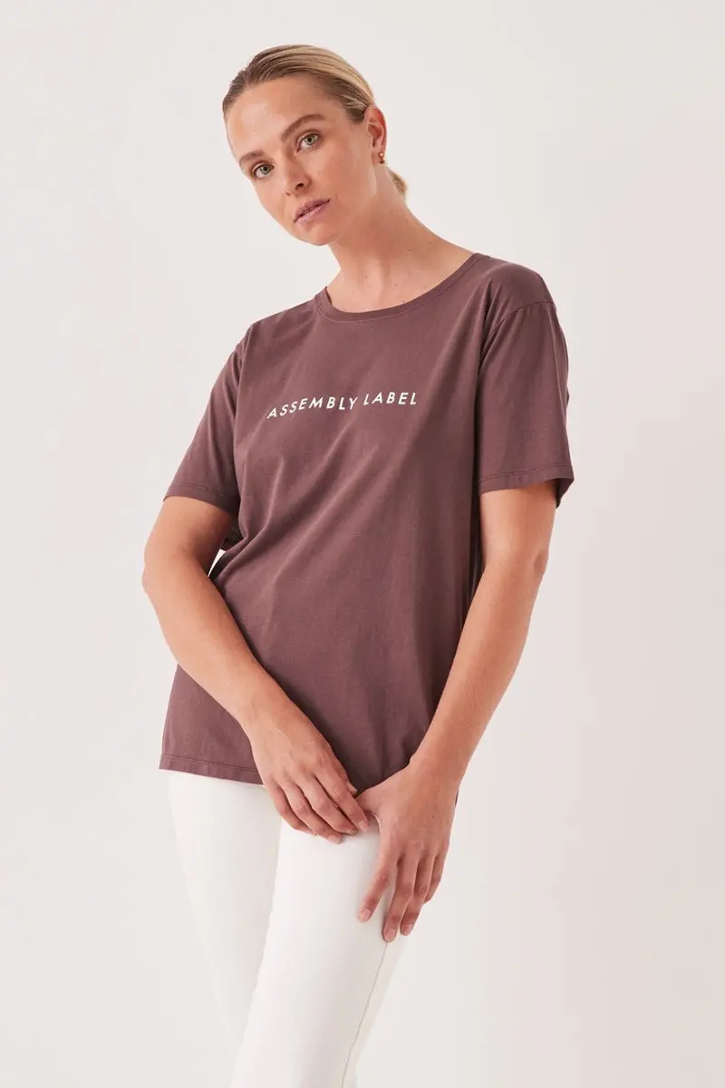 Assembly Label - Logo Cotton Crew Tee - Damson 1