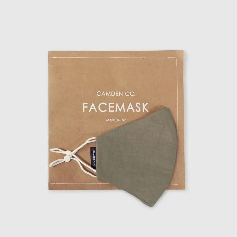 Camden Co - Linen Face Mask - Moss 1