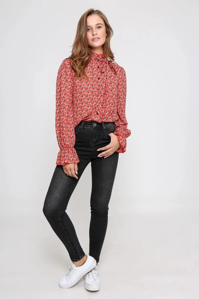 Leoni - Rust Print Blouse 1