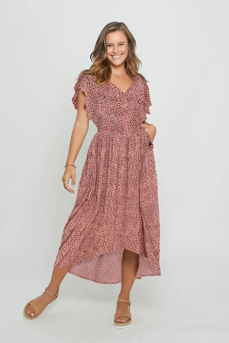Leoni - Jemima Midi Dress - Blush Leopard 1