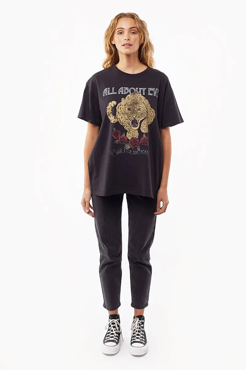 All About Eve - Feline Tee - Washed Black 1