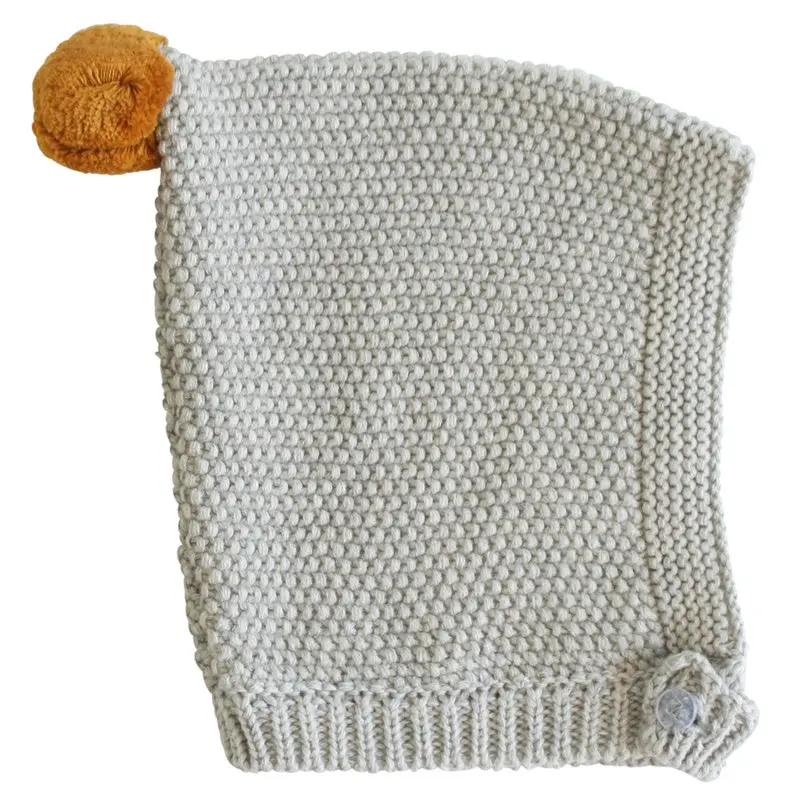 Alimrose - Pom Pom Pixie Hat - Grey & Butterscotch 1