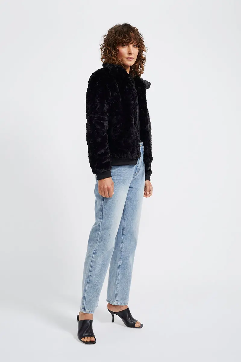 Staple - Maya Fur Bomber - Black 1
