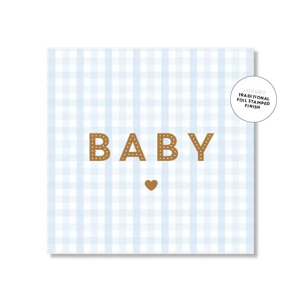 Just Smitten Mini Gift Card - Baby Blue Gingham 1