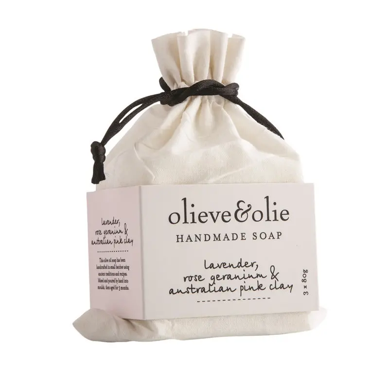 Olieve & Olie - 3 Pack Soap - Lavender, Rose Geranium & Australian Pink Clay 1