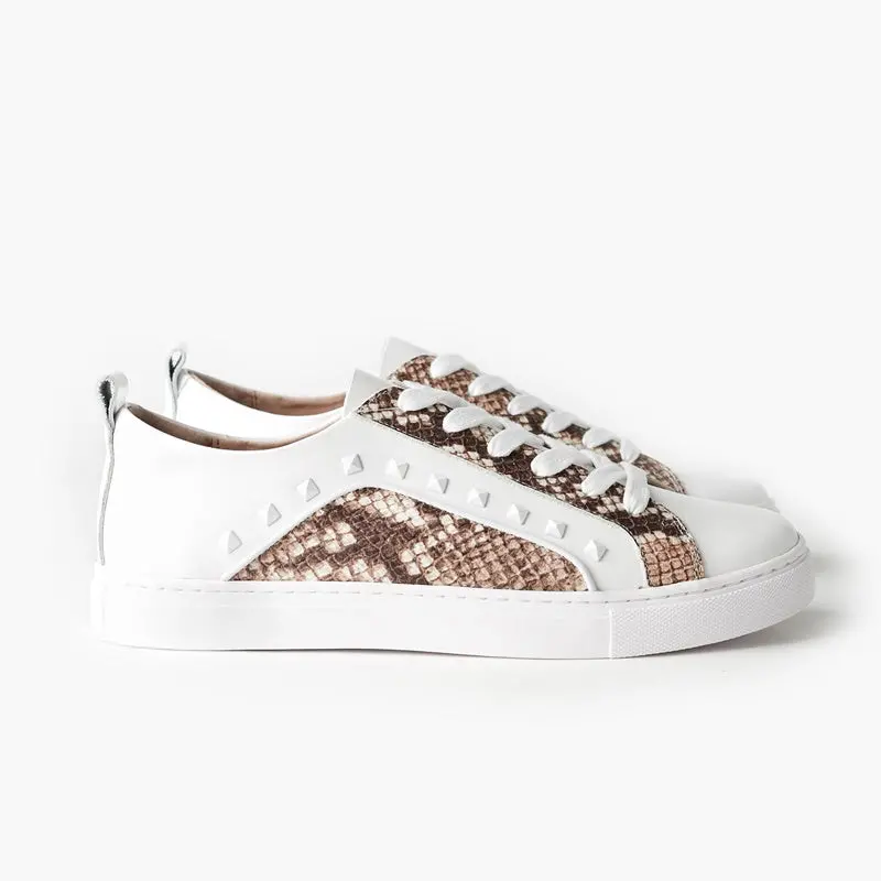 Walnut Melbourne - The Hatch Leather Sneaker - White 1