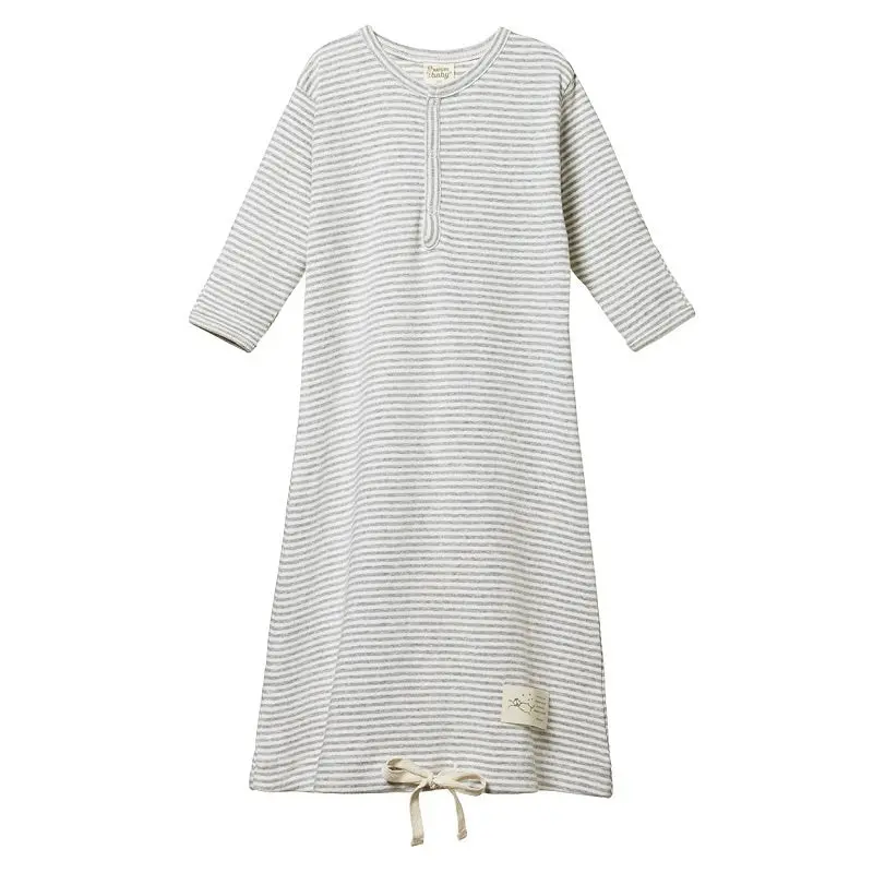 Nature Baby - Sleeping Gown - Grey Marle Stripe 1