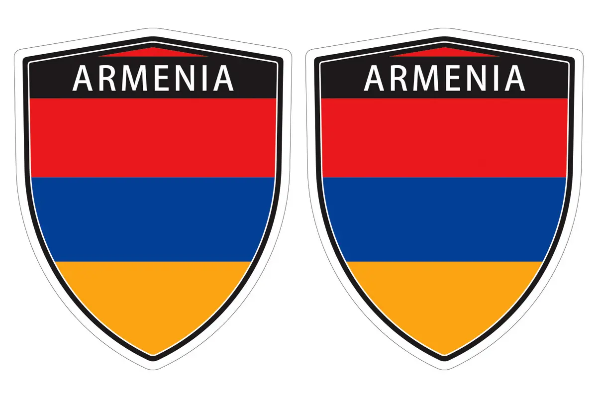 Armenia Flag Shield Shape Decal Car Bumper Window Sticker Set Of 2,  Sh003 1