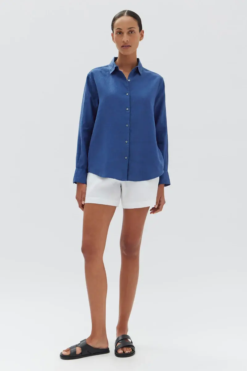 Assembly Label - Xander Linen Shirt - Royal 1