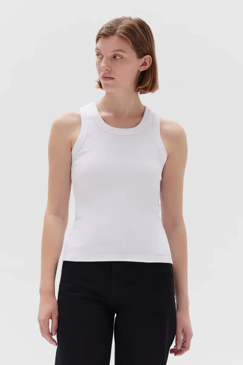 Assembly Label - Miana Organic Rib Tank - White 1