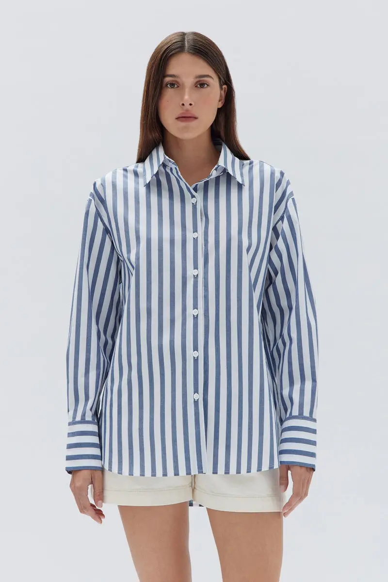 Assembly Label - Everyday Marie  Poplin Shirt -Royal Stripe 1