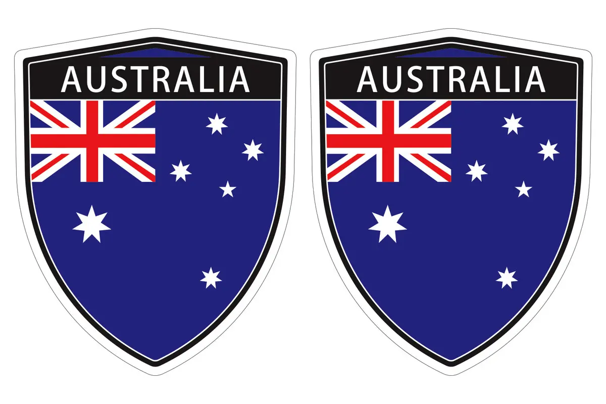Australia Flag Shield Shape Decal Car Bumper Window Sticker Set Of 2,  Sh004 1