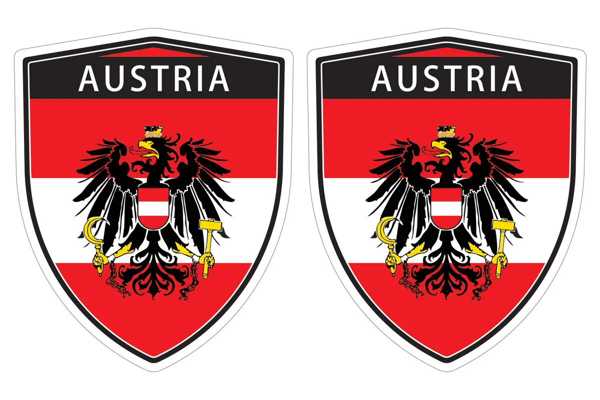 Austria Flag Shield Shape Decal Car Bumper Window Sticker Set Of 2,  Sh005 1