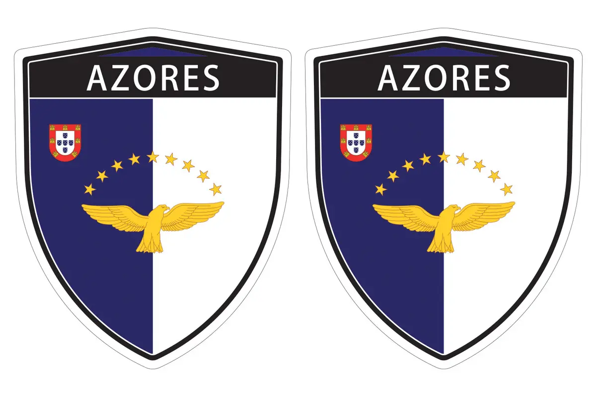 Azores Flag Shield Shape Decal Car Bumper Window Sticker Set Of 2,  Sh006 1
