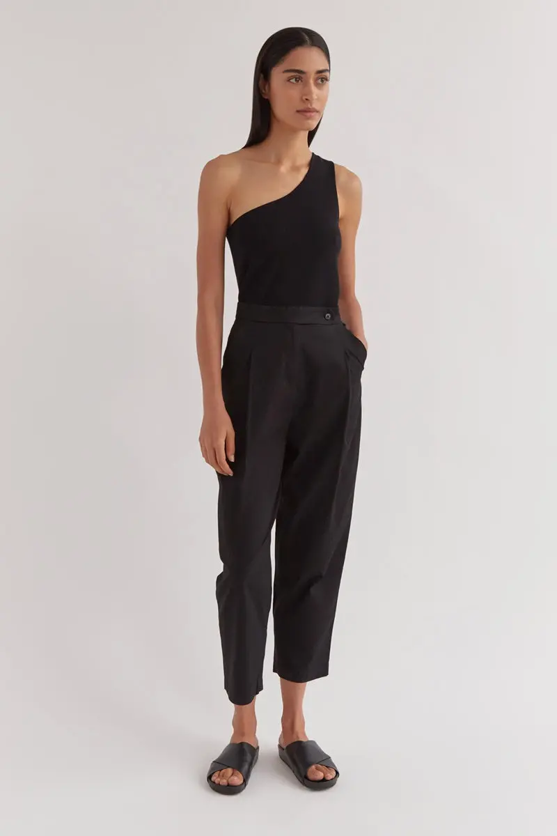 Assembly Label - Agnes Cotton Pleat Pant - Black 1