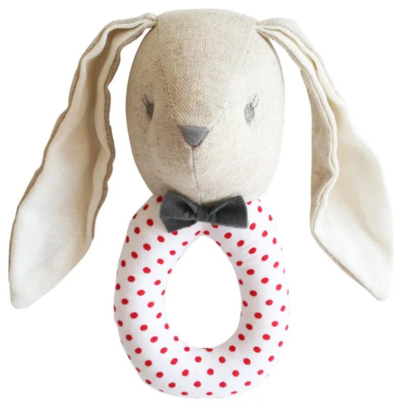 Alimrose - Linen Louie Grab Rattle Grey Red 1