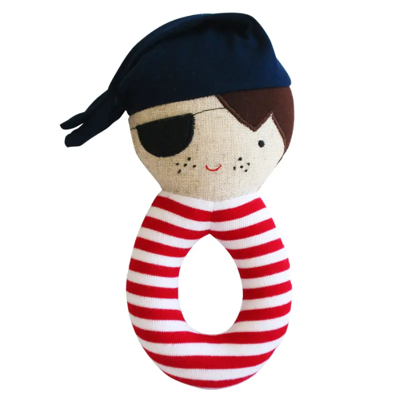 Alimrose - Linen Pirate Grab Rattle Navy 1