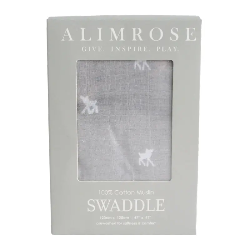 Alimrose - Muslin Swaddle Deer On Grey 1