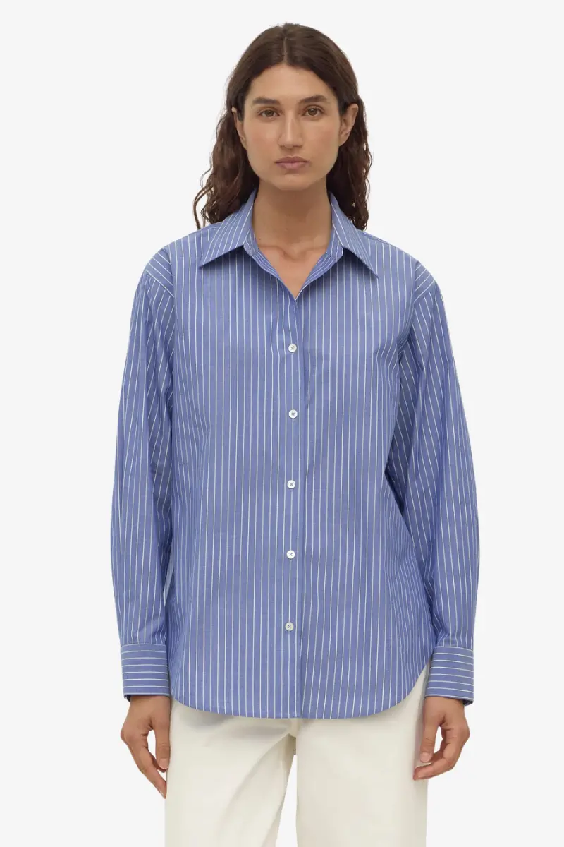 Assembly Label - Anais Stripe Long Sleeve Shirt - Blue/White 1