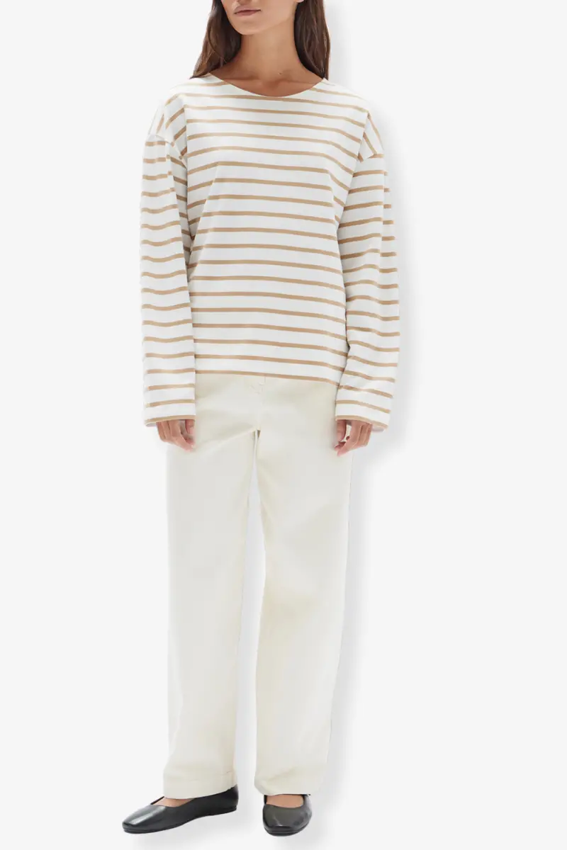 Assembly Label - Bateau Long Sleeve Tee - Tan/White 1