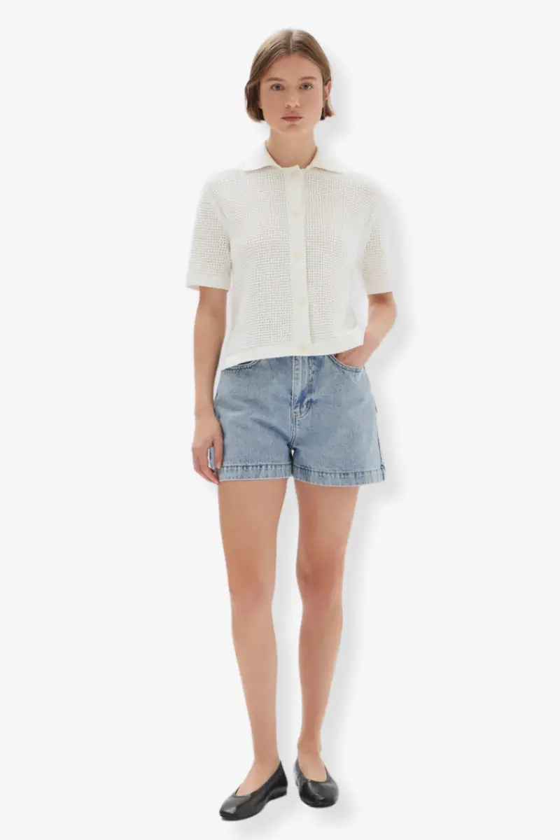 Assembly Label - Enid Short Sleeve Knit Shirt - Cream 1