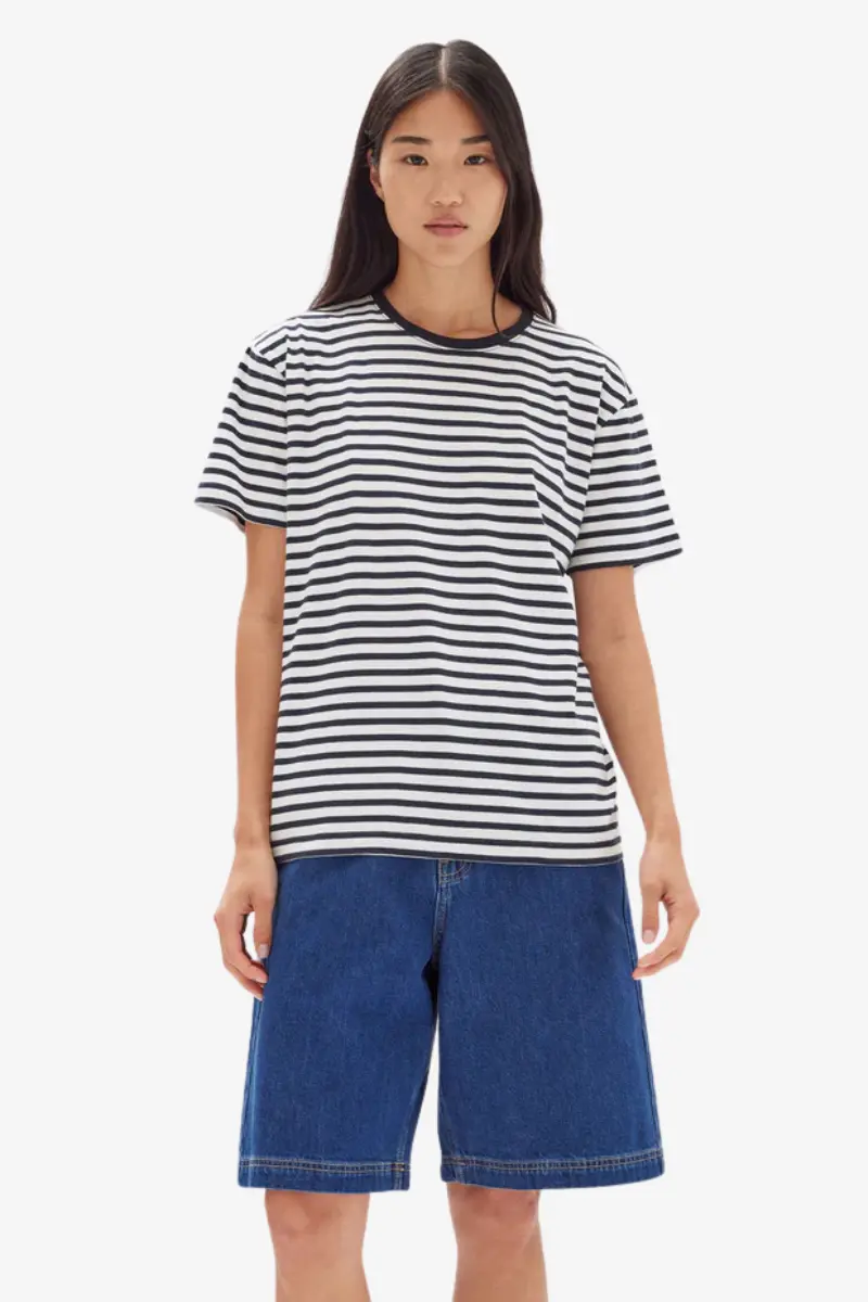 Assembly Label - Harbour Stripe Short Sleeve Tee - Navy/White 1