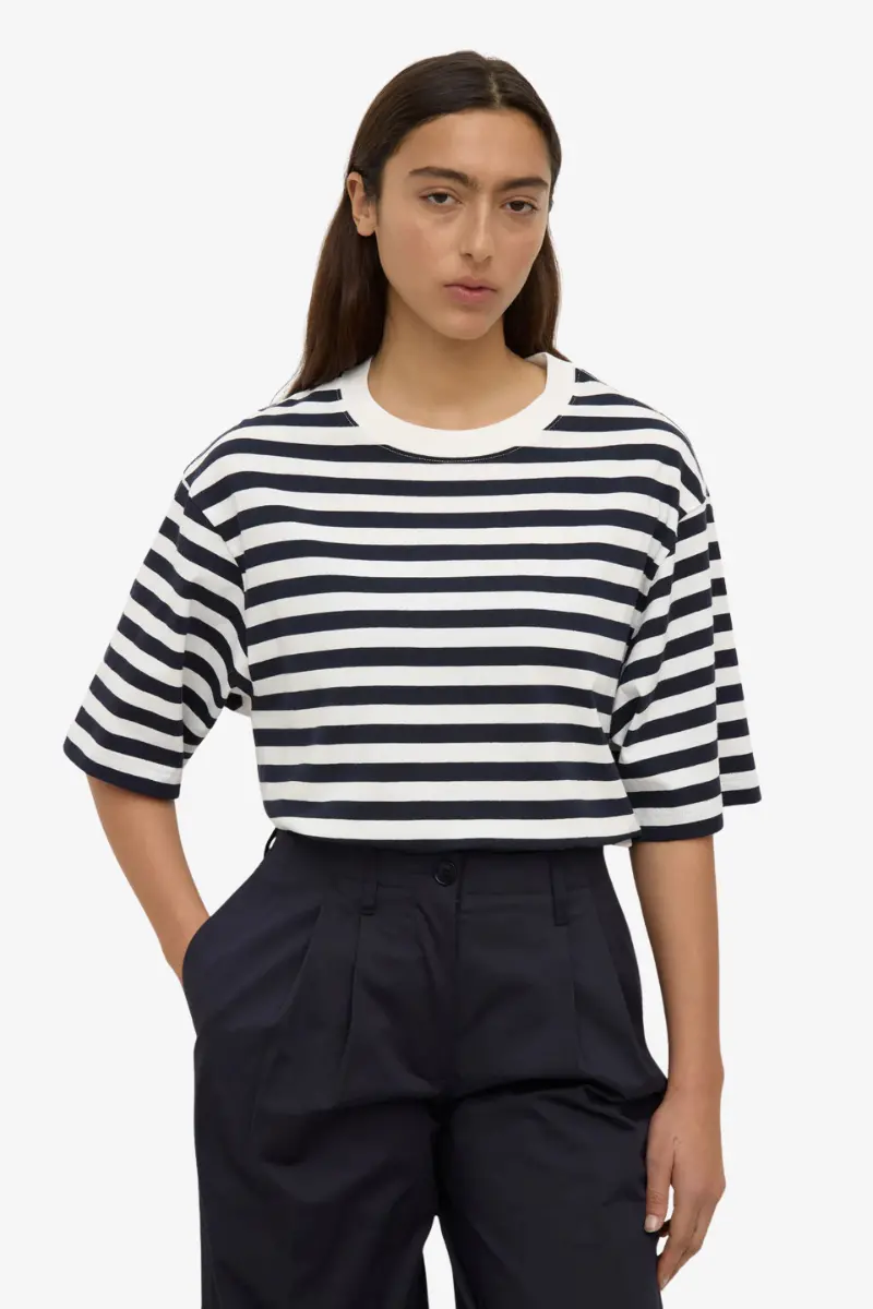 Assembly Label - Monte Stripe Short Sleeve Tee - True Navy/White 1