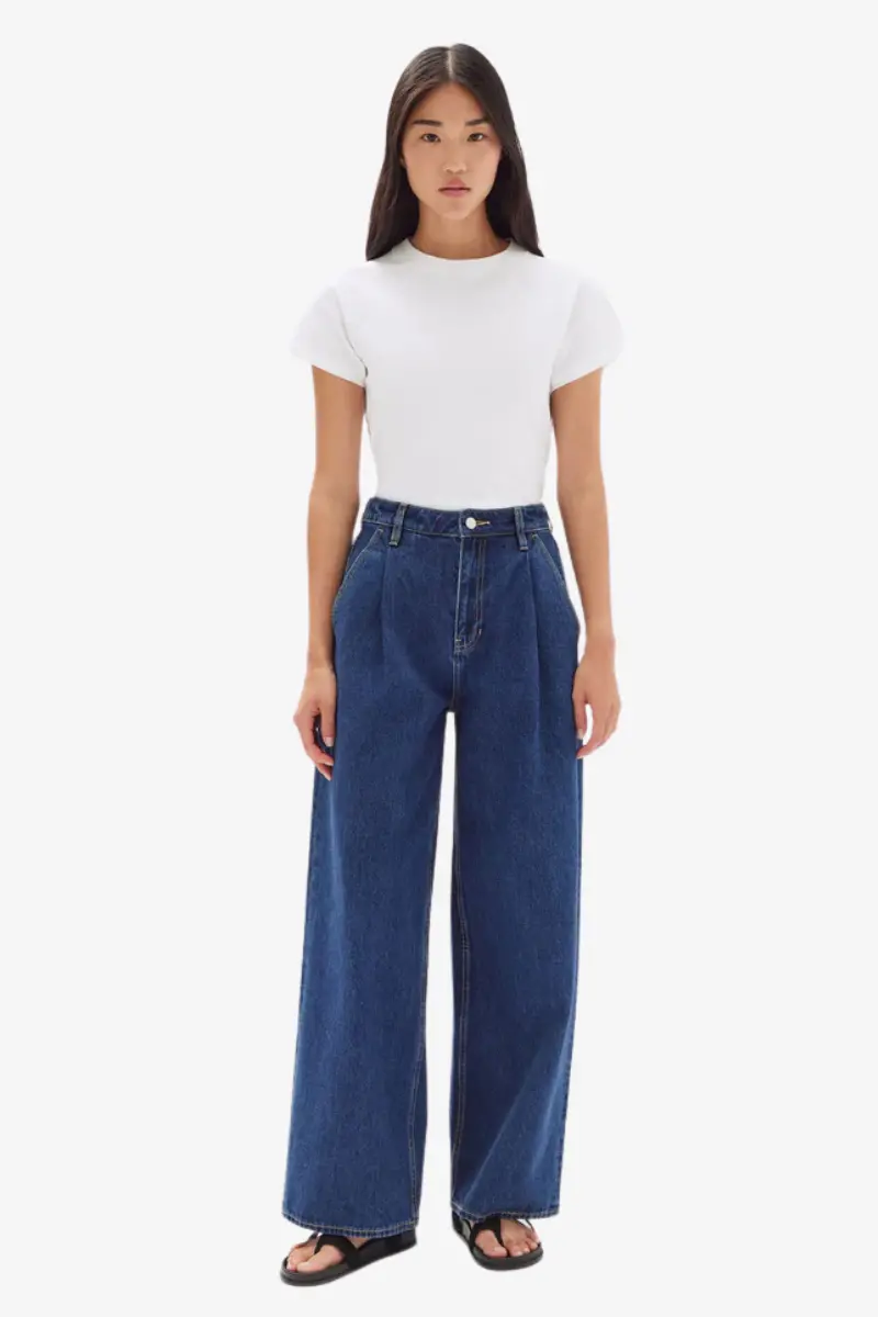 Assembly Label - Slack Pleat Wide Leg Jean - Heritage Blue 1