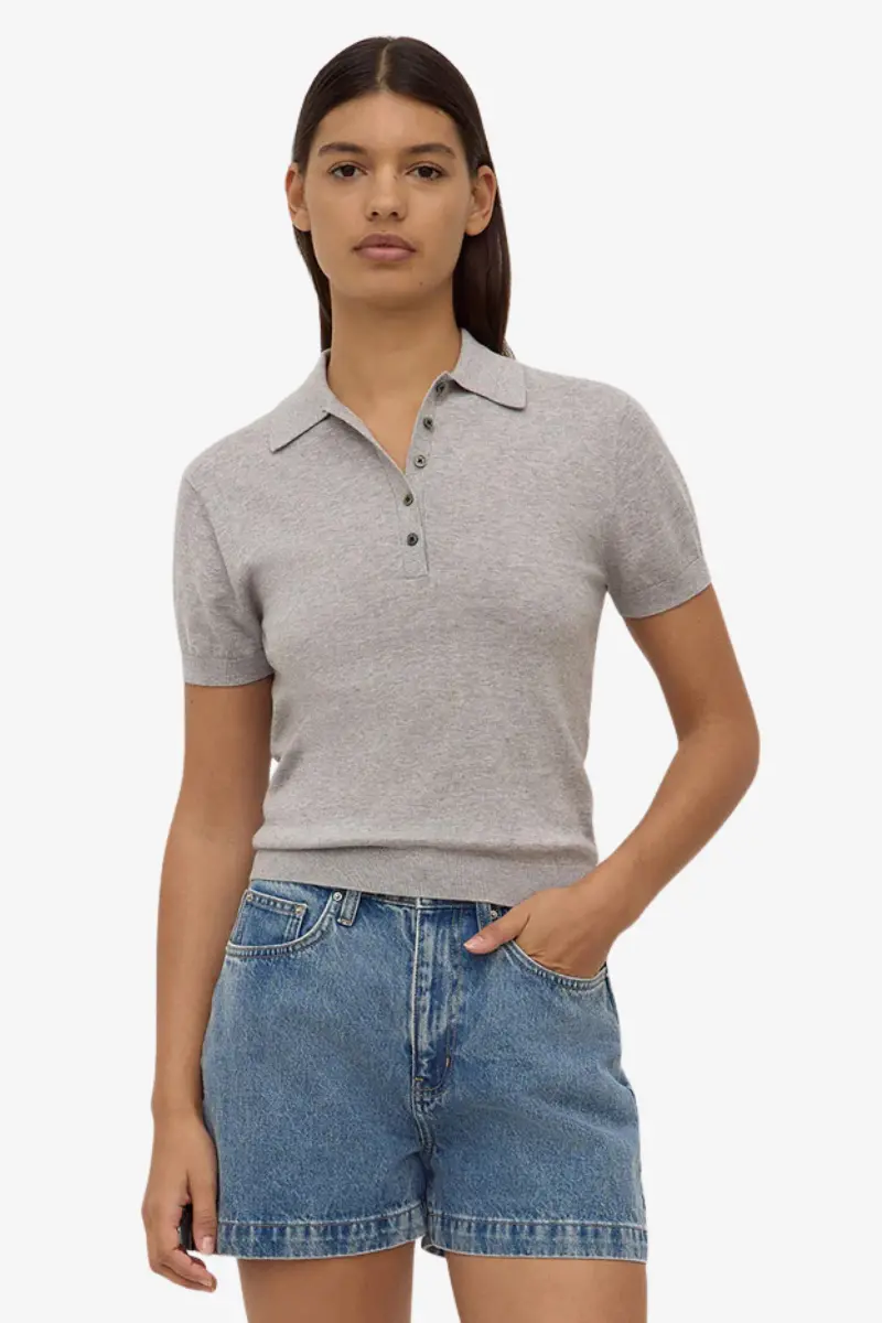 Assembly Label - Sloane Cotton Cashmere Polo - Grey 1