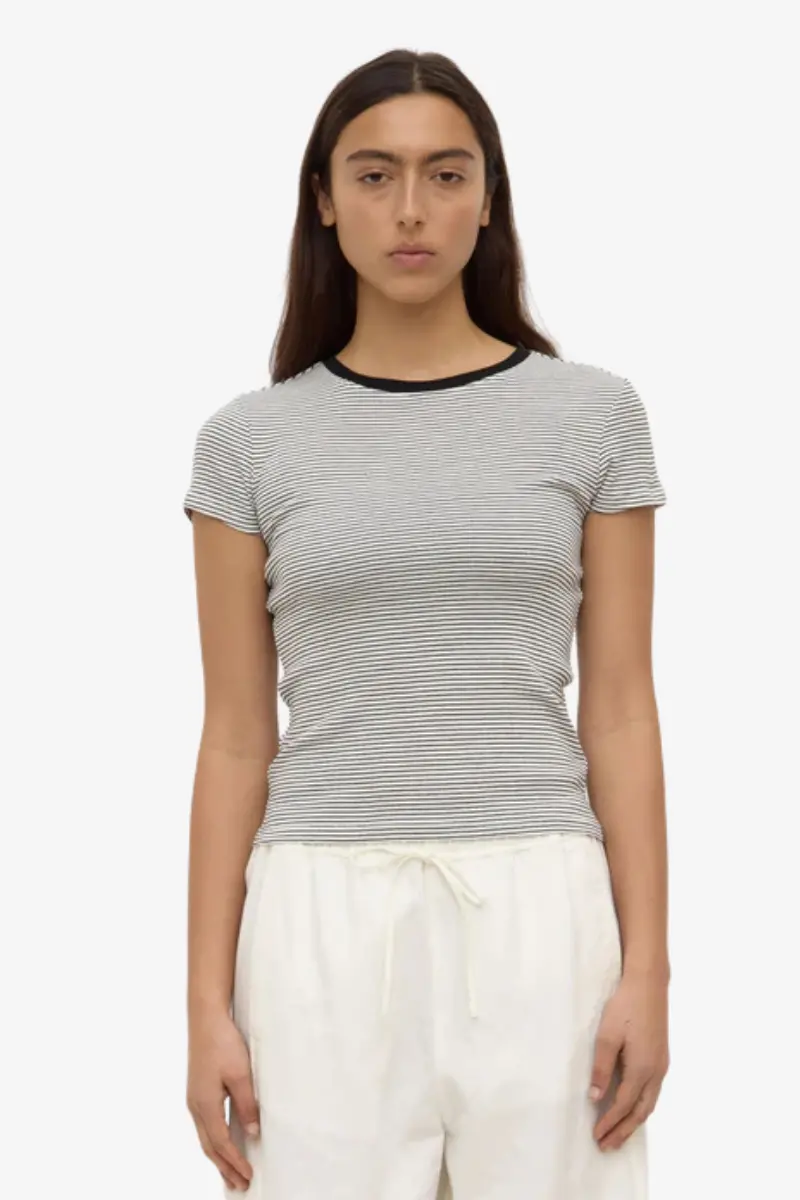 Assembly Label - Thelma Stripe Short Sleeve Tee - Black/White 1