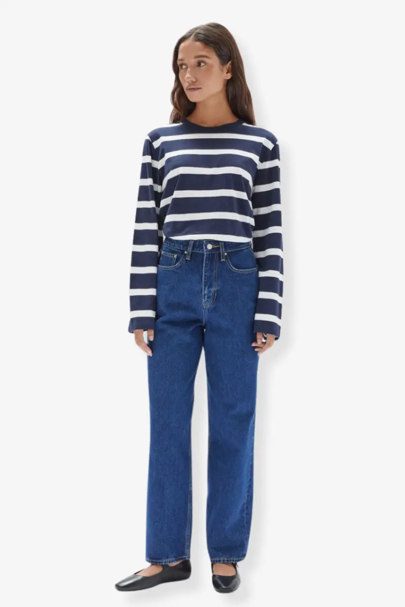 Assembly Label - Tyler Stripe Long Sleeve Tee - Navy/Antique White 1