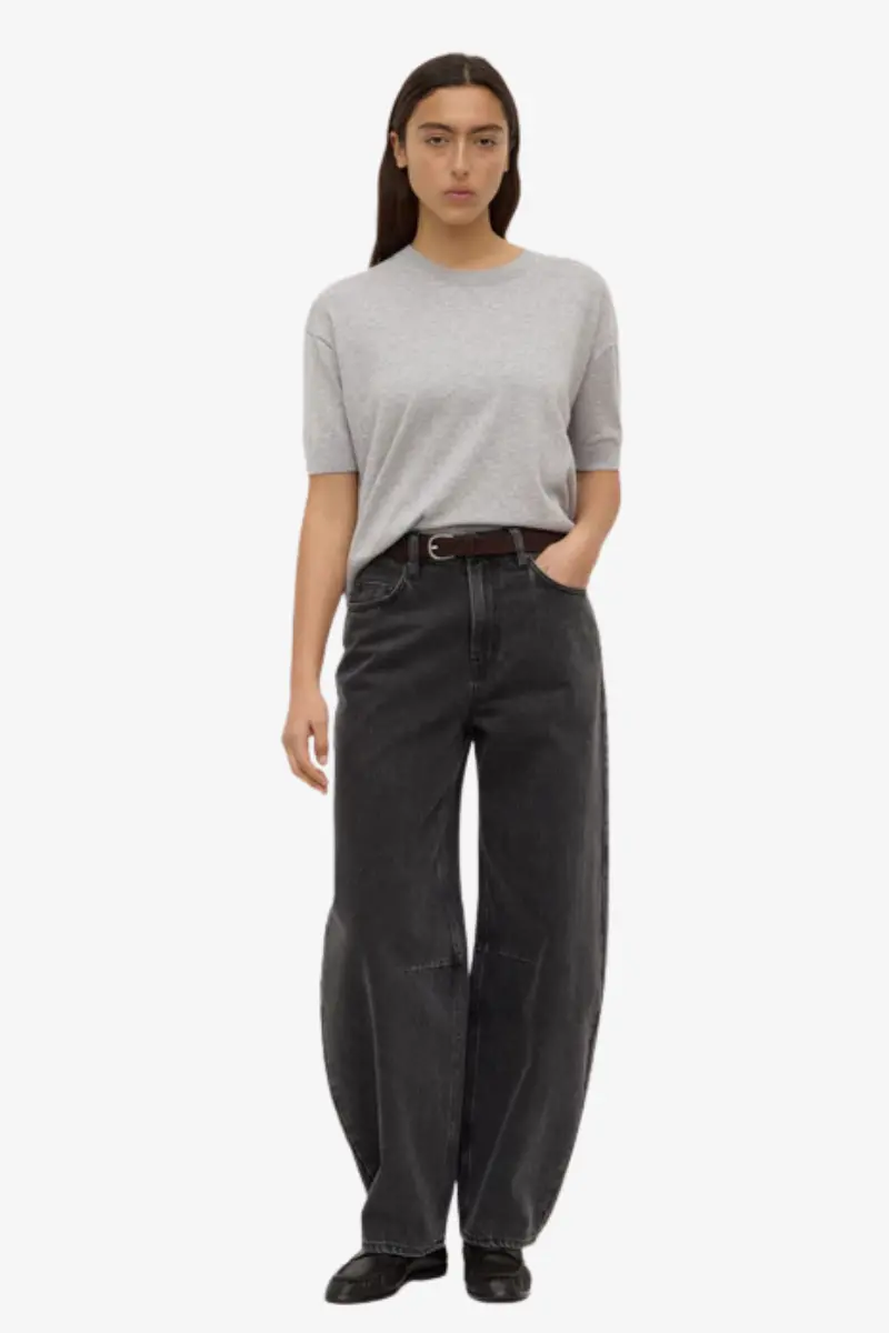 Assembly Label - Vanya Cotton/Cashmere Tee - Grey Marle 1