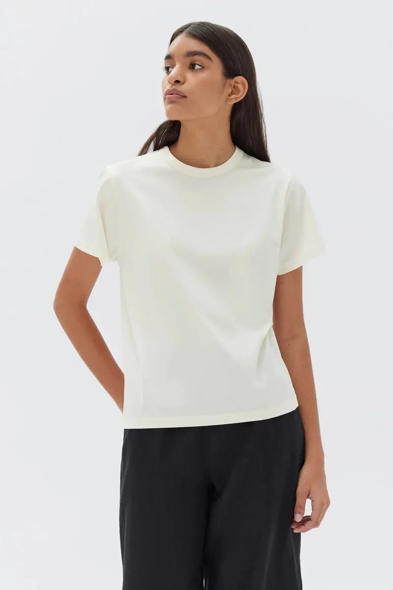 Assembly Label - Silk Blend Tee - Cream 1