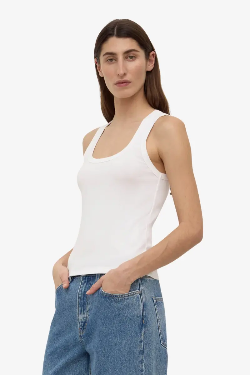 Assembly Label - Robyn Scoop Neck Rib Tank - White 1